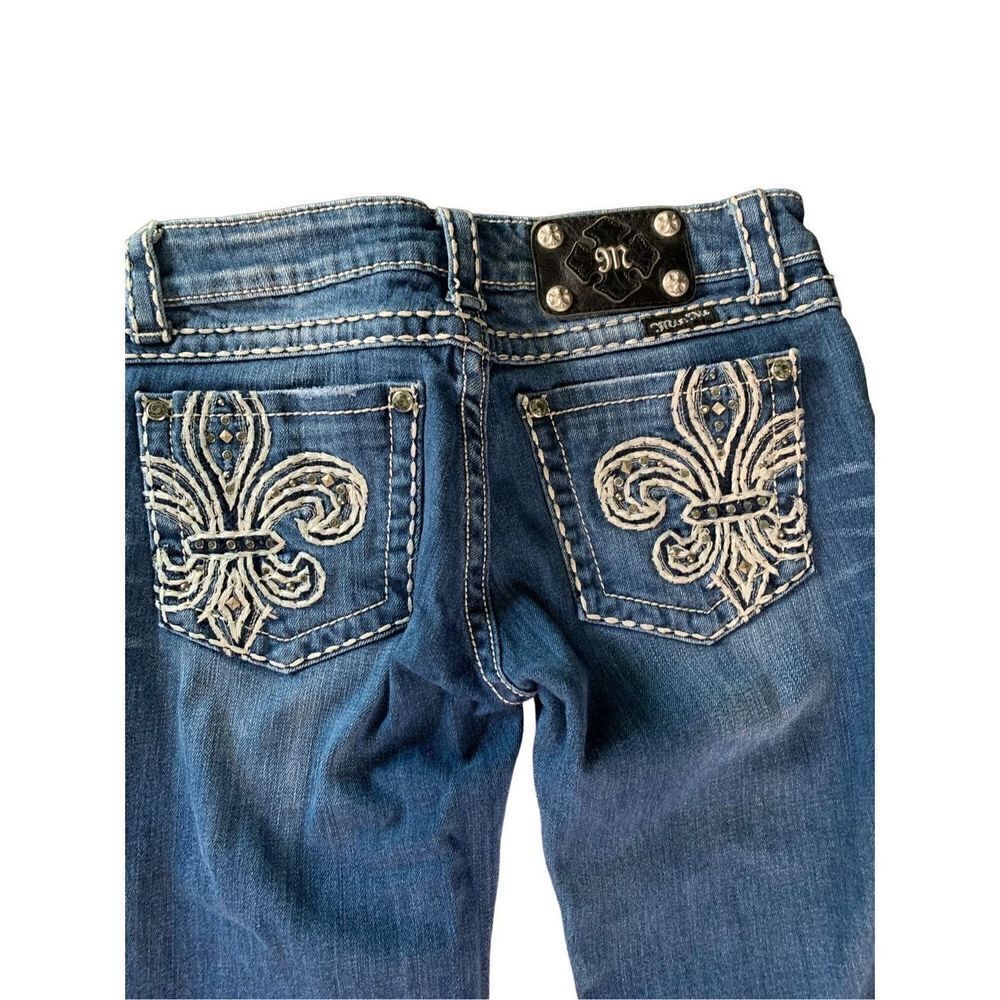 Miss Me Skinny Bedazzled Glam Fleur De Lis Jeans JP5109SK-2 size 27